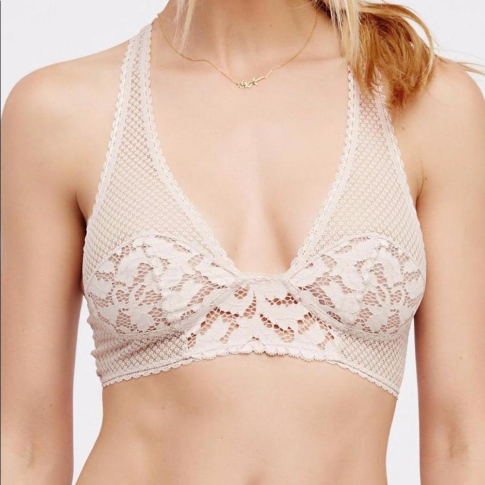 New Free People Intimately Corsets Racerback XS White Lace Bralette
